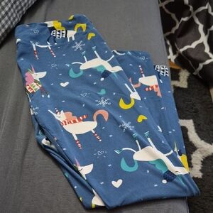 Unicorn Print Women's Leggings - Blue